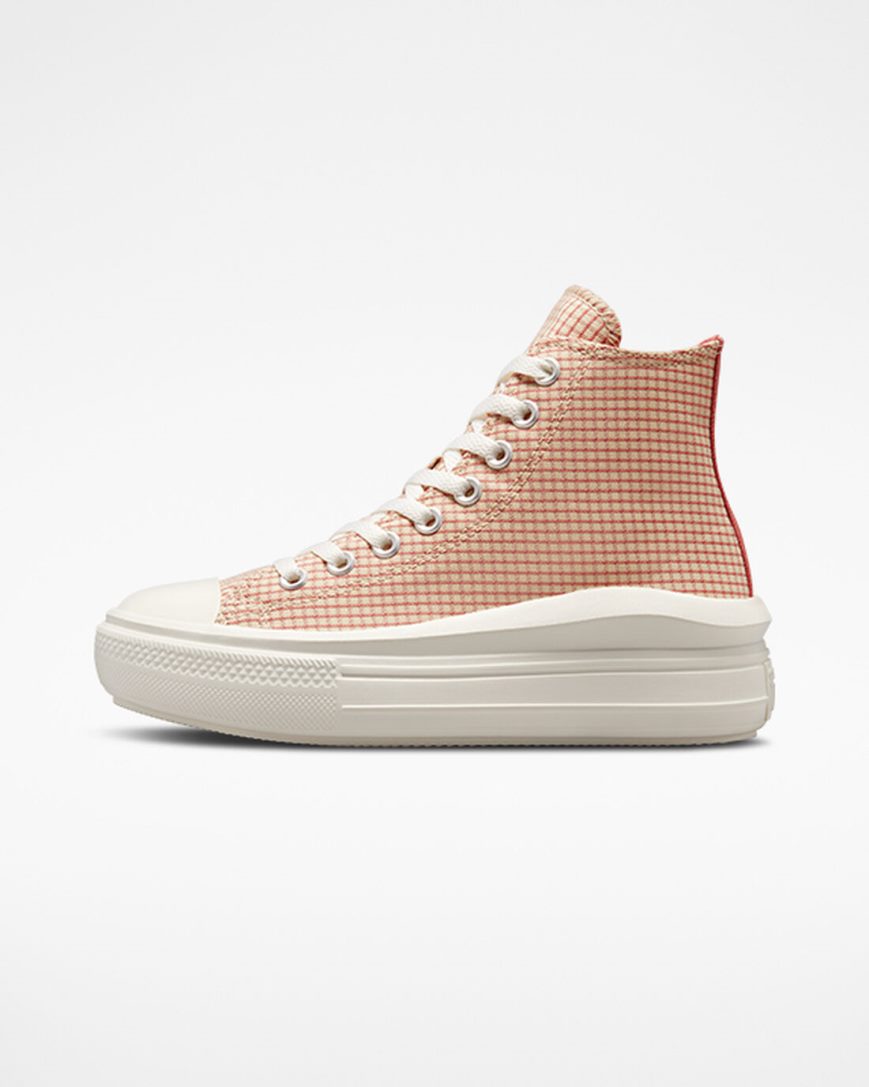 Women's Converse Chuck Taylor All Star Move Checkered High Top Platform Shoes Apricot | AU 1E498V